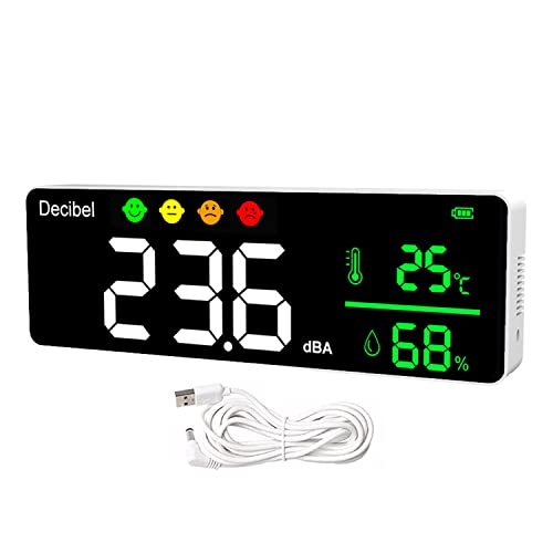 Digitaler Dezibel-Schallmesser Intelligenter GeräUschdetektor mit LED-Anzeige Lärm Temperatur...